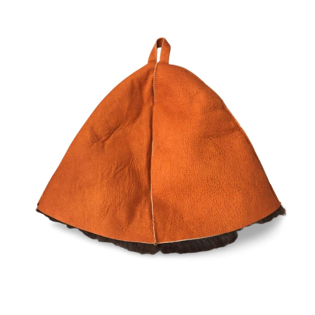 Lamba karusnahast müts. Oranži värvi. Tumepruun karv. - Image 2