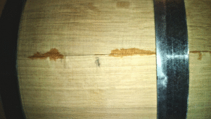 Soaked oak barrel ready for use